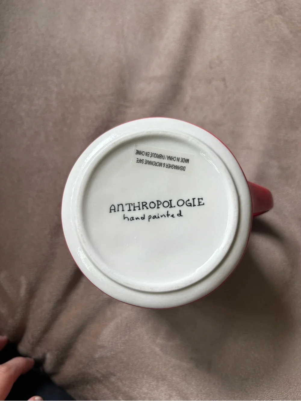NWOT Anthropologie Hand Painted Initial Mug (Letter E)